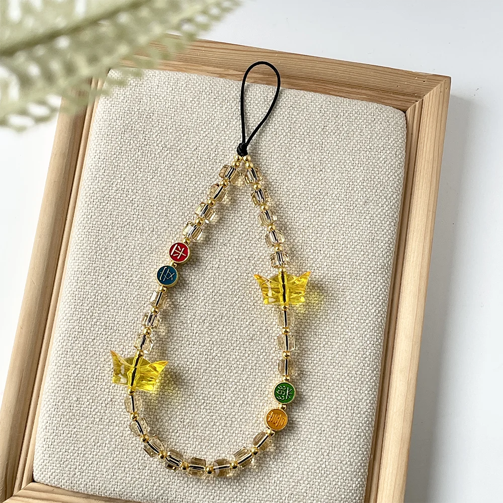 Original New Year Element Atmosphere Red Crystal Fortune Pendant Gold Ingot Mobile Phone Chain Lanyard Accessory