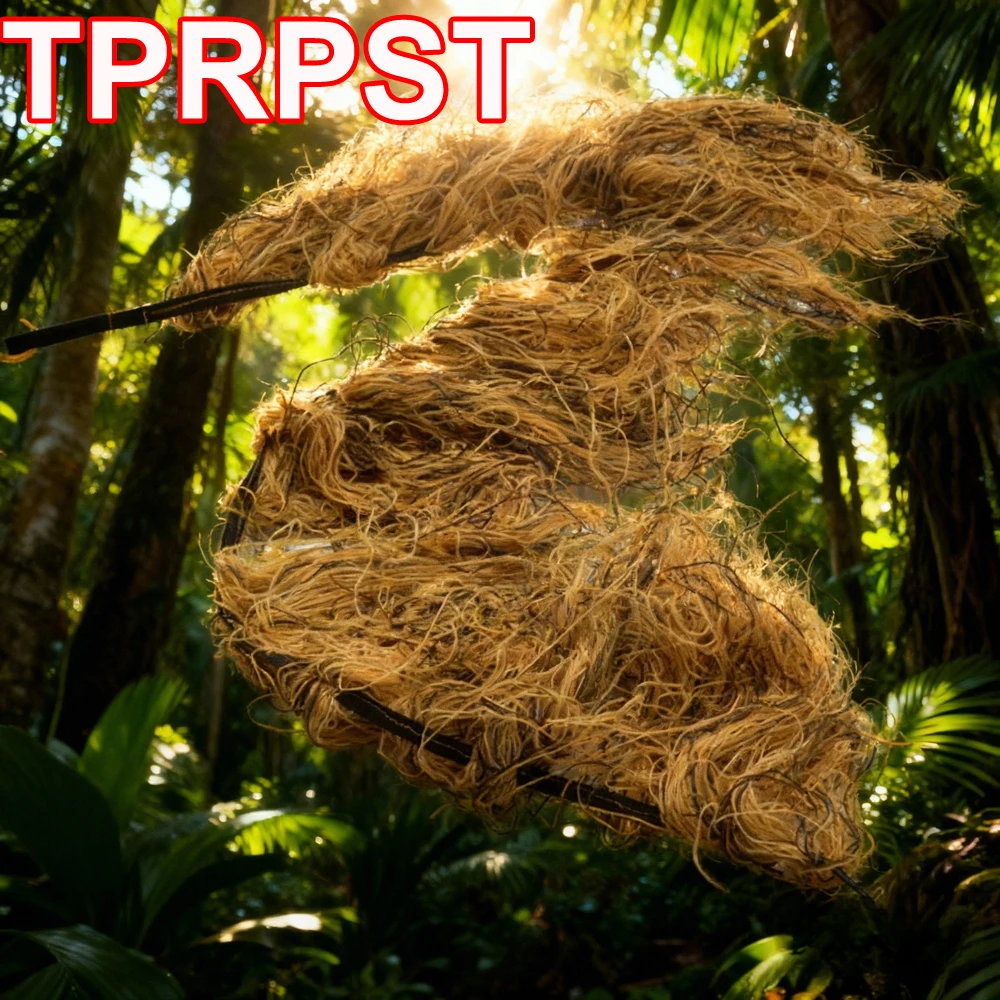 Woodland Camo Rifle Wrap Rope, Polyester Ghillie Suits Stuff Cover for Hunting & Tactical Training, 120-170cm Elastic
