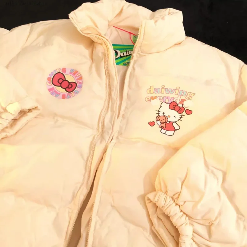 Sanrio Hello Kitty Winter New Print Cotton Coat Y2k Harajuku Hip Hop Streetwear Zip Up Fashion Cotton-padded Jacket Lolita Girls