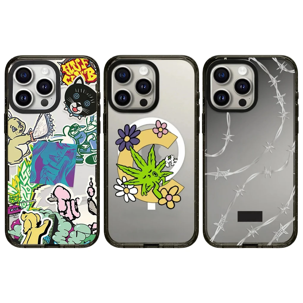

Leaf Graffiti Black Acrylic Border Magnetic Case: Compatible with IPhone 12 13 14 15 16 17 Pro Max