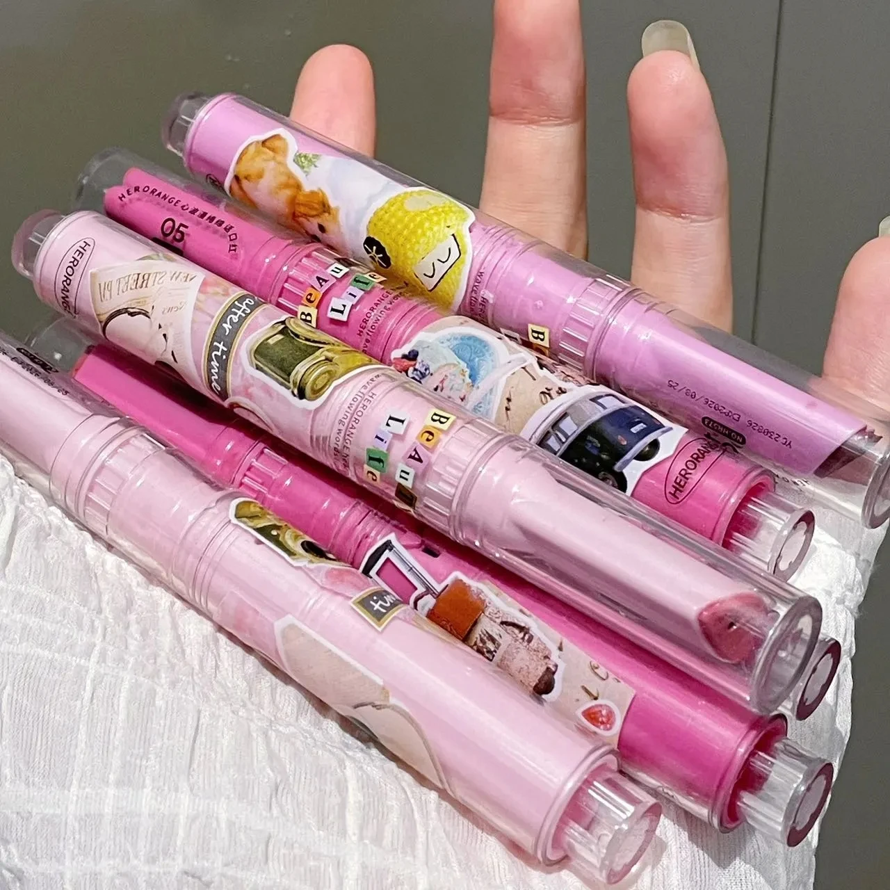 Lucidalabbra solido Herorange Heart - Lucido idratante, finitura in vetro gelatinoso, penna per rossetto per uso quotidiano