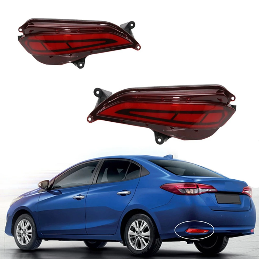 LED Rear Bumper Fog Light Tail Brake Lamp Bar Turning Signal Light Reflector for Toyota Yaris Sedan 2017 2018 2019