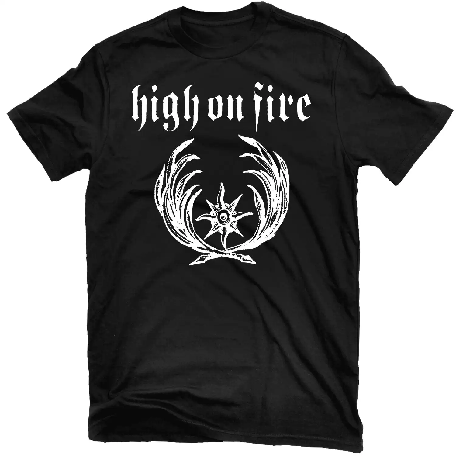 Heißes neues 2026 High on Fire Blessed Black Wings Band Grafik-T-Shirt aus 100 % Baumwolle mit Rundhalsausschnitt, lässiges Unisex-T-Shirt, Sommer-Oberteil – Detail 2