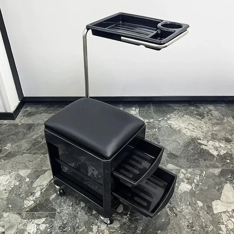 Multifunctional Beauty Salon Stool with Trolley Rack Large Seat for Manicure Hair Cutting Barber Shop Professional Equipment