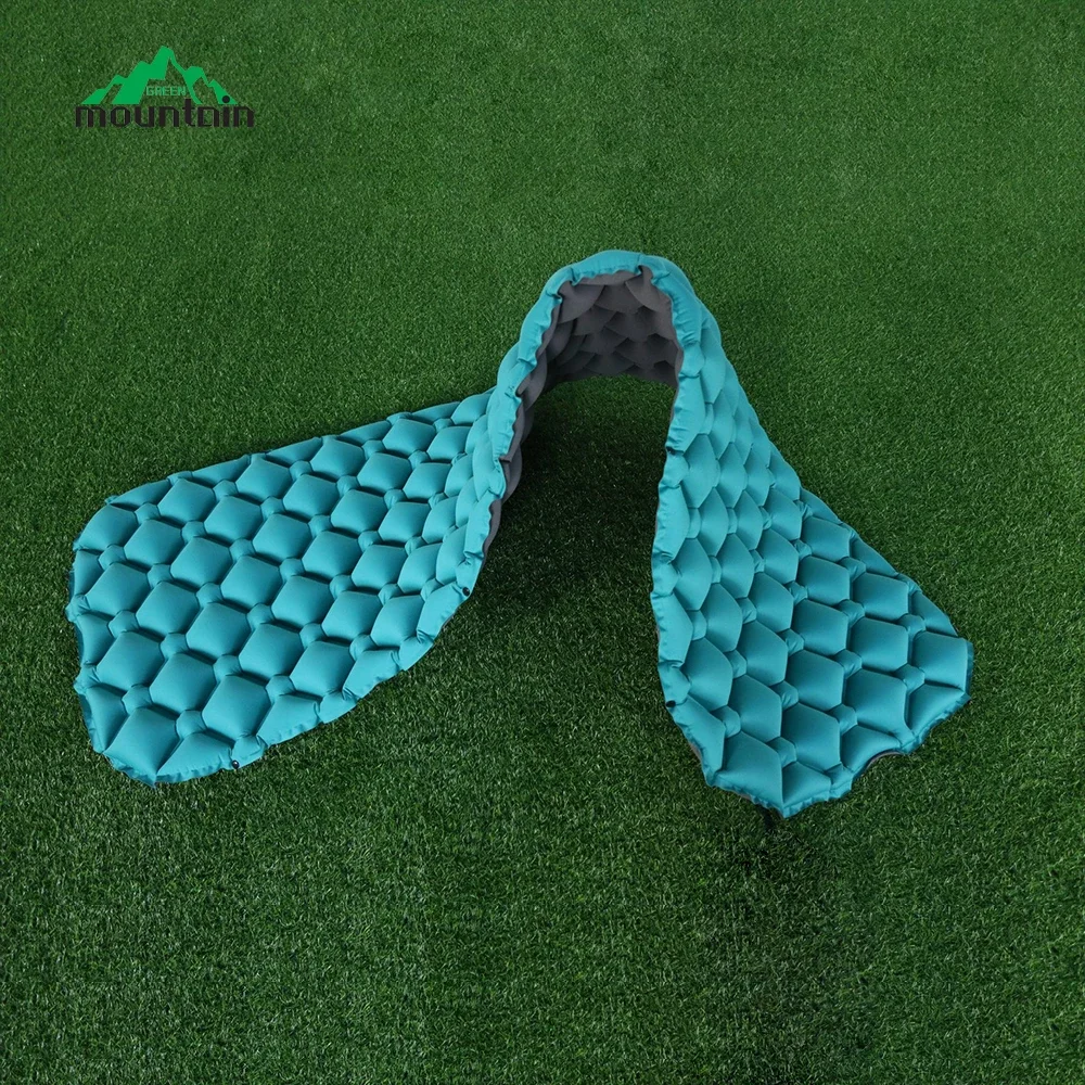 Outdoor Soft Warm Fabric Material Camping ultralight lightweight inflatable folding air sleeping pad mat free pillow and air bag image 4
