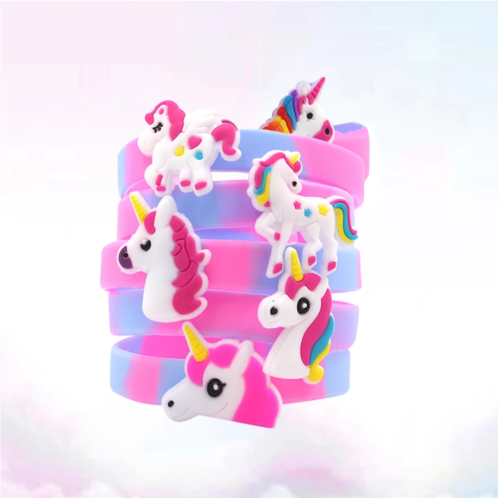 

6Pcs Kids Unicorn Bracelets Colorful Silicone Rings Comfortable Wristbands Party Favor Birthday Gift for Girls