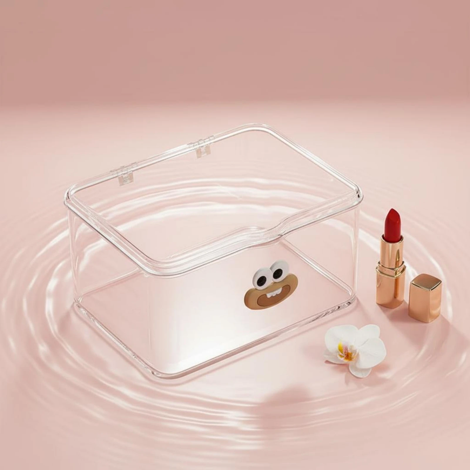 

Acrylic Makeup Organizer Space Saving Clear Makeup Box Desktop Lipstick Holder Stackable Lidded Cosmetic Storage Bin for Vanity