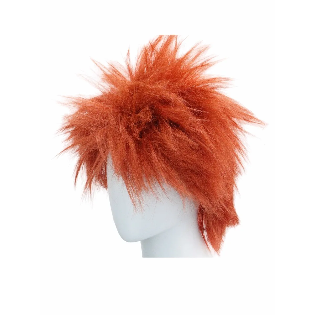 Orange-rote, unordentliche, stachelige, flauschige, kurze synthetische Perücke, Unisex, für Anime, Halloween, Party, lustiges Cosplay-Kostüm, Haarteil – Detail 8