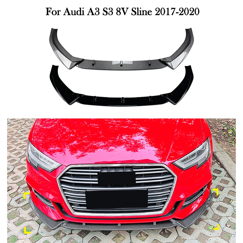 Автомобильный передний бампер, спойлер для Audi A3 S3 8V Sline 2017-2020, передний диффузор, сплиттер, защита, автозапчасти, аксессуары