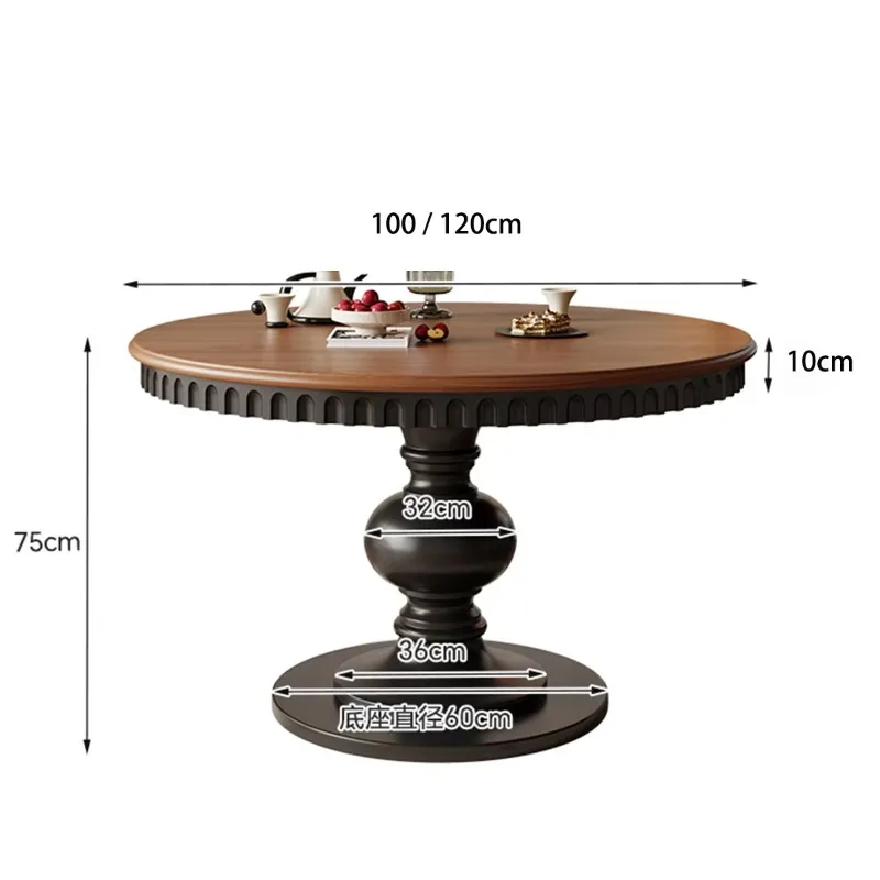 

Black Light Luxury Dining Table Wholesale Hotel Retro Style Meeting Table Dining Room Furniture Wooden Round Dining Table Set