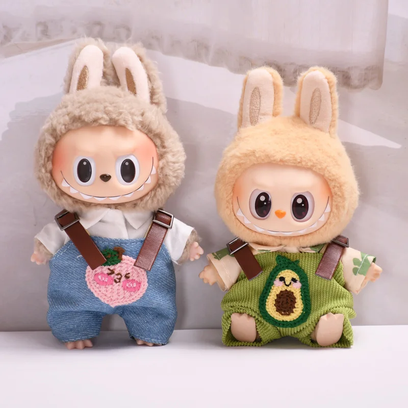 

For 17cm Labubu Pendant Doll Clothing Cartoon Romper Set Labubu Adorable Doll Outfit Charming Doll Accessories