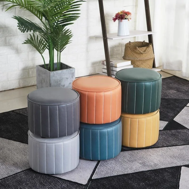 Pequeno Nordic Pumpkin Shape Stools, Light Luxury Tech Cloth Stool, mesas de chá macias, Banco otomanos, Pufe Foorest, Vanity Chair