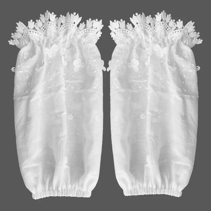 White Sleeves for Women's Autumn and Winter Down Jacket Embroidered Cotton Lace Oversleeves for Women