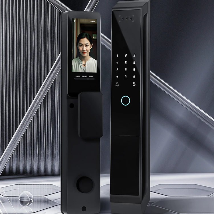 001 Fully Automatic Anti-theft TTlock 3D Face Smart Locks WiFi Facial Recognition Camera Video Intercom Fingerprint Door Lock