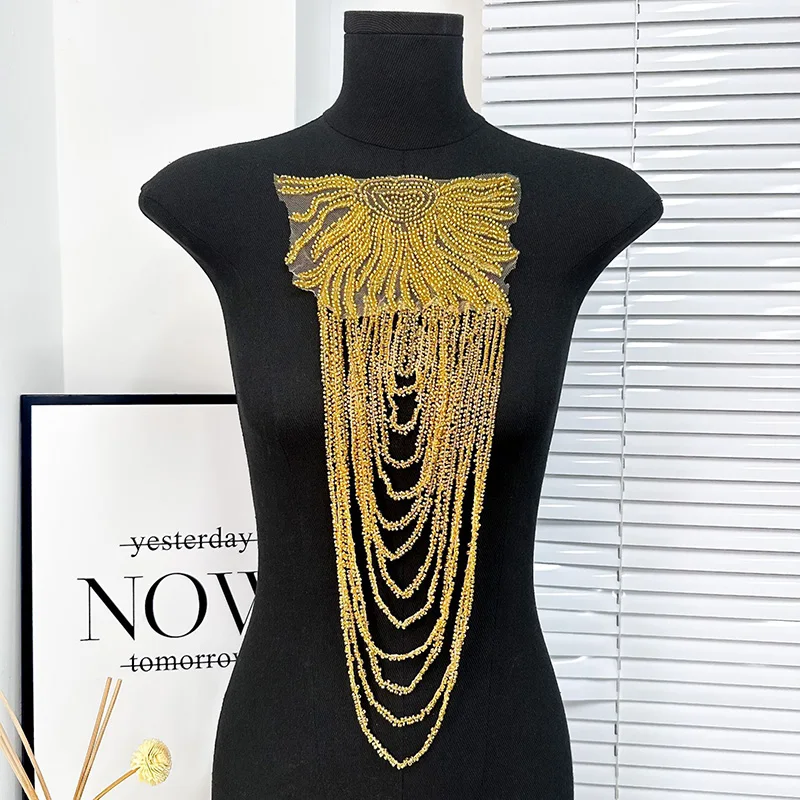 2 Pcs Sequin Shoulder Ornaments Wedding Dress Performance Clothing Tassel Chain Fashion Shoulder Boards Embroidery Sewing Patch