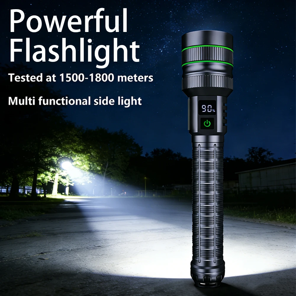 1500M Long Shot Tactical Torch High Power LED Flashlight USB Rechargeable Strong Light Lantern Lamp Outdoor Camping Waterproof