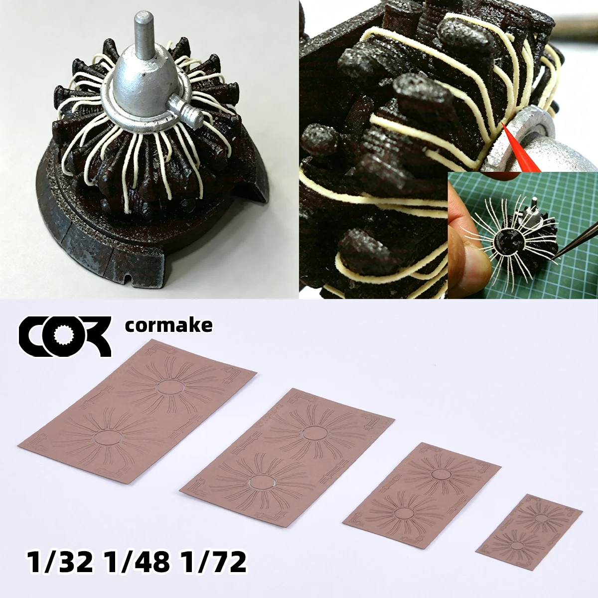 1/32 1/35 1/48 1/72 Scale Model Kit, Miniature Building Diorama Parts, Japanese‑Standard Style Aircraft Engine Wiring Harness