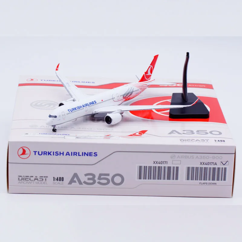 XX40171A Alloy Collectible Plane Gift JC Wings 1:400 Turkish Airlines Airbus A350-900XWB Diecast Aircraft Model B-HUO Flaps Down