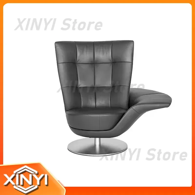 for Villa for High-end Light Luxury Leather Upholstery Decompression Lounge Chair Swivel Armrest Single Sofa Chair for Living