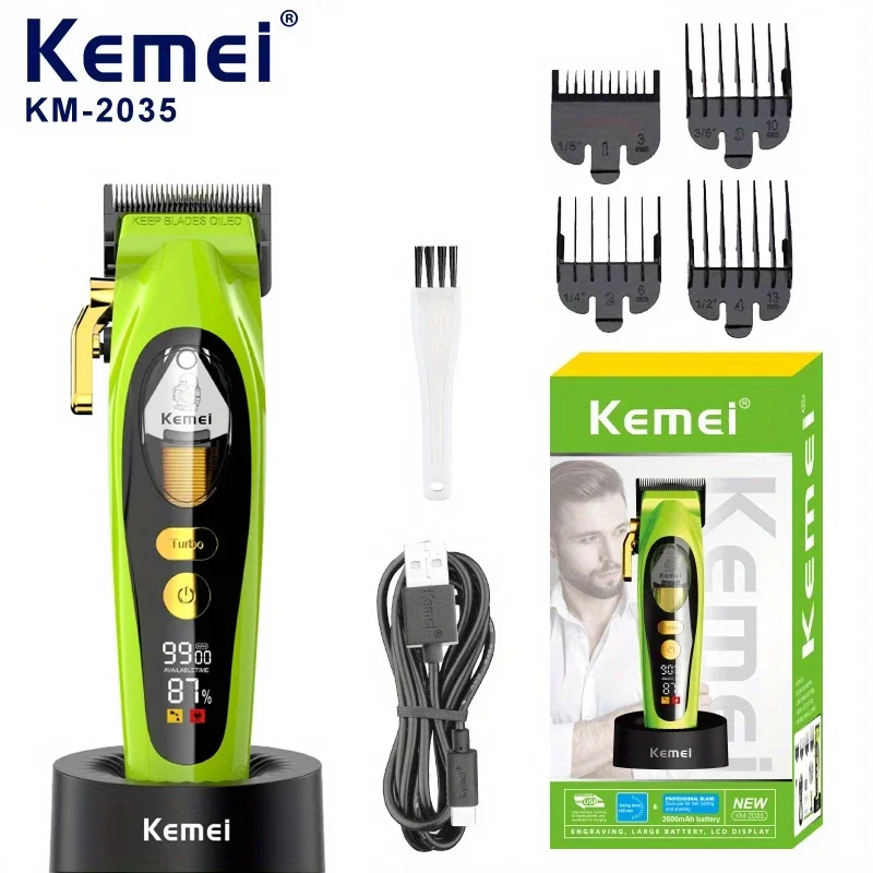 

KEMEI km-2035 Professional Hair Cutting Machine 9900rpm Maglev Motor Battery Powered Hair Trimmers Barber Hair Clipper