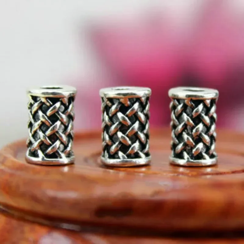 10 Pcs/set Hair Braid Dread Beard Dreadlock Beads Rings Tube Beads 7 * 10mm Silver Grid Beads Tube Approx 3mm Inner Hole Jewelry