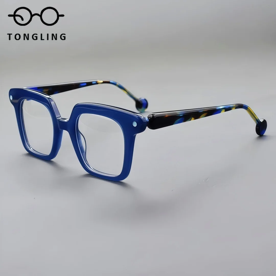 2026 New Model Men Handcrafted High-Quality Acetate Glasses Women Retro Square Fashion And Unique Tortoiseshell Eyeglass Frame