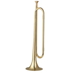 Brass C Bugle Call Gold-Plated Trumpet Cavalry Horn with Mouthpiece for Beginners (18.7 Inch)