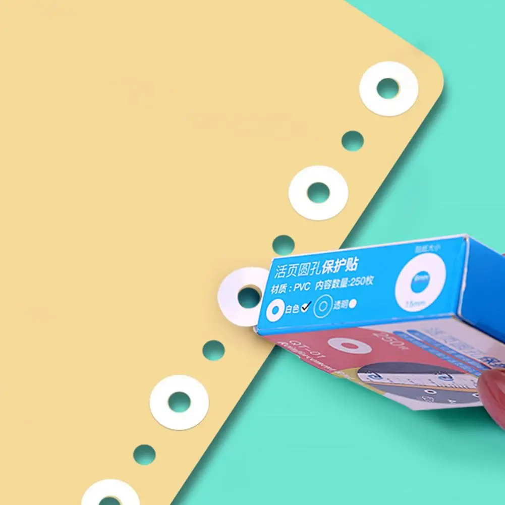 250Pcs Practical Hole Punch Protector PVC Paper Repair Sticker Versatile Waterproof Reinforcement Labels  Fixing
