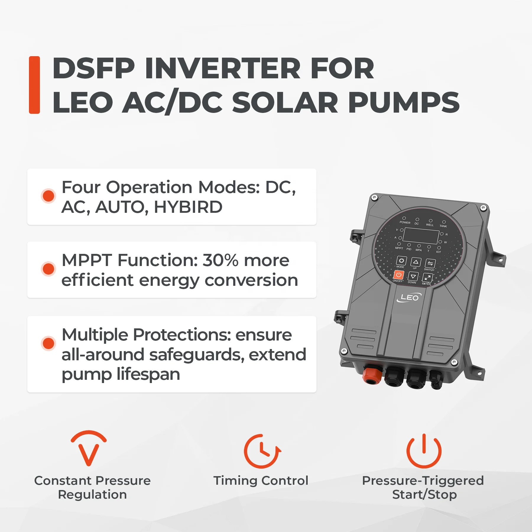 LEO LPY Solar 4 بوصة 3HP 15m3/h تدفق عالي التيار المتناوب تيار مستمر مجموعة مضخة بئر غاطسة مضخة مياه الآبار العميقة لإمدادات المياه المستمرة