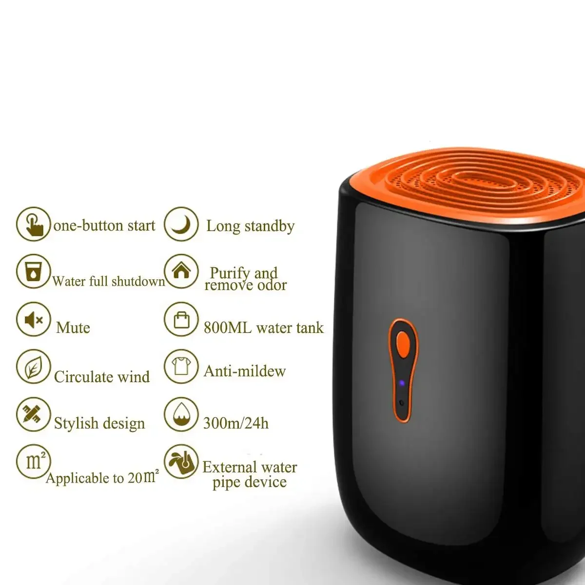 مجفف محمول مزيل الرطوبة منخفض الضوضاء ، تنقية مضادة للعفن ، رطوبة الهواء ، جهاز تنظيف ، من من من 25 واط