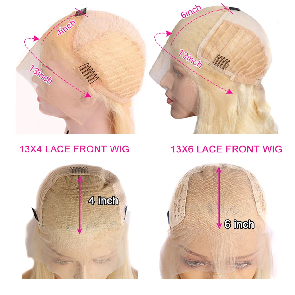 13x6 blonde hd transparente Spitze frontale Echthaar Perücken für Frauen gerade vor gezupft 13x4 Spitze vorne Echthaar Perücken