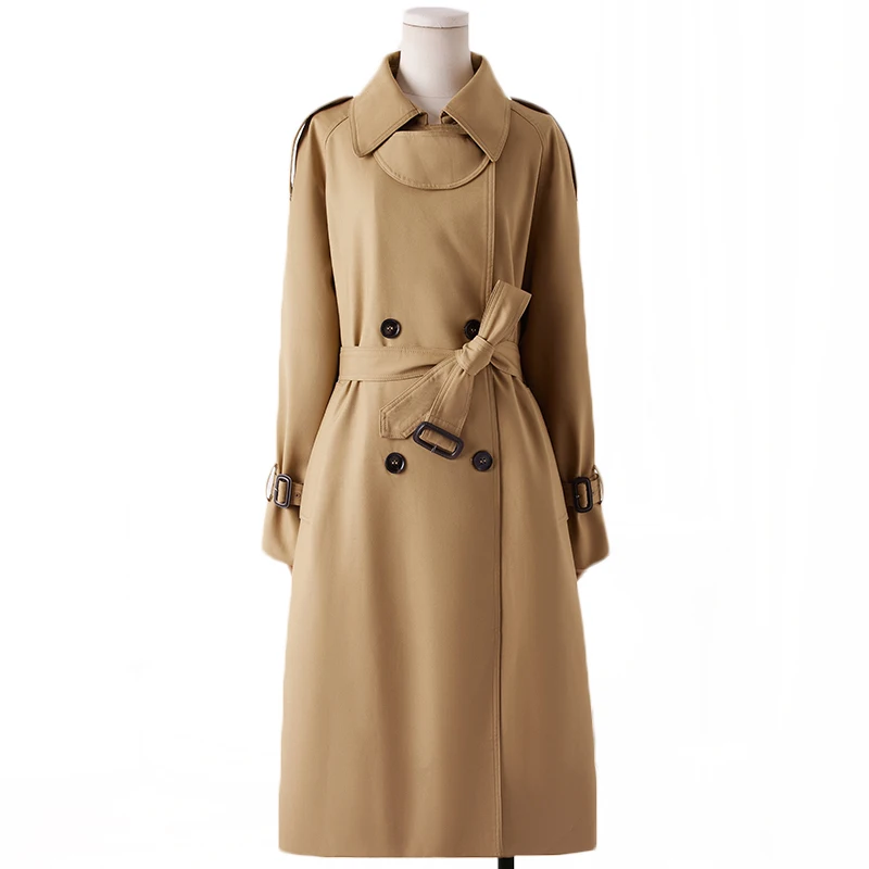 

Autumn New Brand Women Khaki Trench Coat Long Windbreaker Lady Fashion Trend Slim double-breasted Long New Female Trench