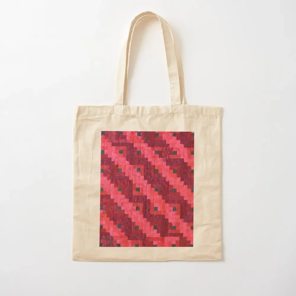 

Red Log Cabin Quilt Tote Bag hand bag ladies Large bags for women Tote Bag