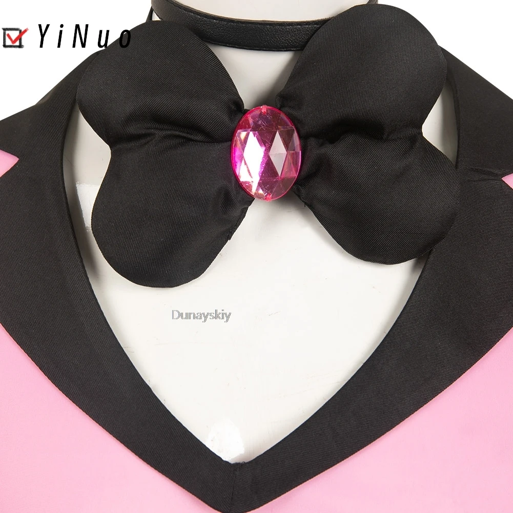 Engel Staub Cosplay Fantasie Anime Cartoon Hotel Verkleidung Kostüm Handschuhe Fliege rosa Kleid Outfit Frauen Halloween Rollenspiel Stoff