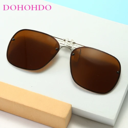 Imagen 2 del producto Gafas de sol polarizadas con Clip para hombre y mujer, lentes con montura de Metal abatible hacia arriba, con visión nocturna, UV400