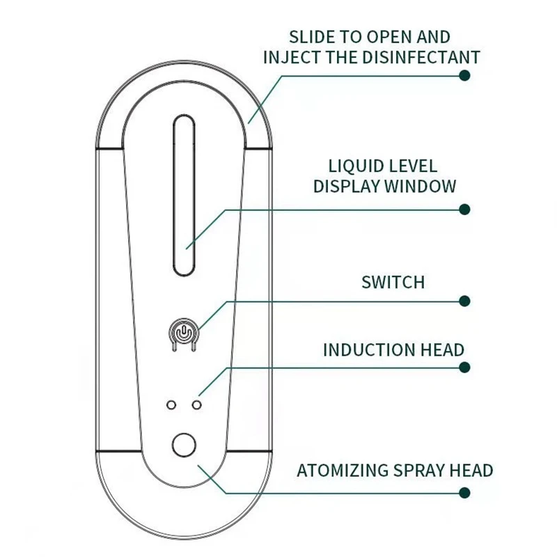 Désinfecteur existent en Spray sans Contact de 180ml, Distributeur Intelligent à Induction Regina pour Chambre d'Hôtel, École et Lieux Publics