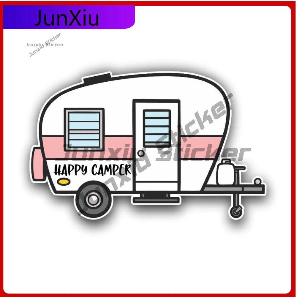 

Rv Happy Camper Vinyl Sticker Waterproof Scratch-proof Decal Exterior Sticker For Auto Bumper Cars Trucks Windshield Windows Suv