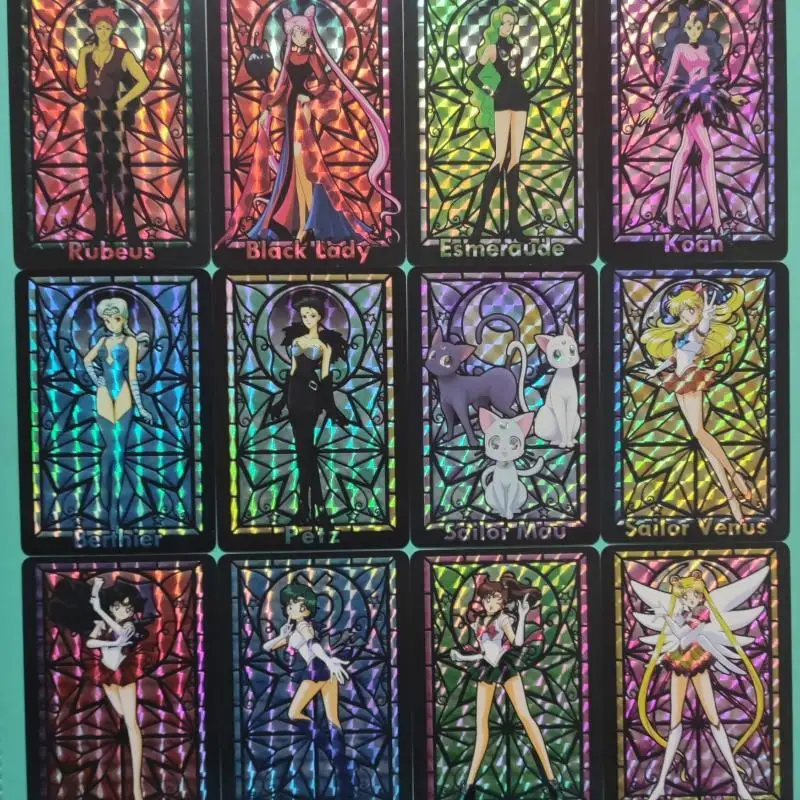 24Pcs/set Sailor Moon Church Style Stained Glass The Fourth Series Tsukino Usagi Anime Game Characters Classic Collection Cards