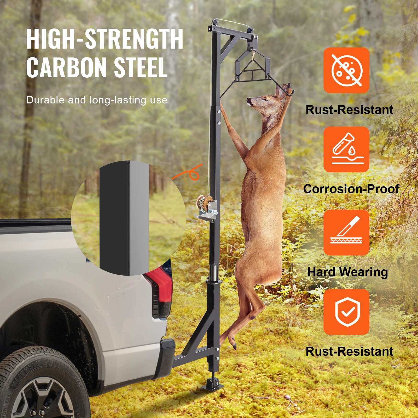 Imagem -03 - Vevor-hitch Mounted Deer Hoist Altura Ajustável do Jogo do Caminhão com Guincho Lift Gamer Conjunto para Elevação de Carga Livre 400 500 Lbs