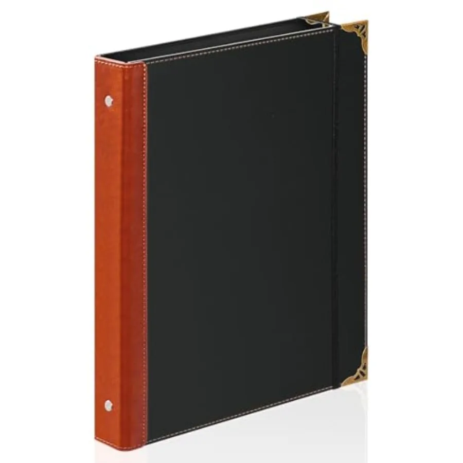 

PU Leather 3 Ring Binder Round Ring Binder Fits 00 Sheets 8.5"x" Letter Size Paper, Wedding Family History Notebook Cover Loose