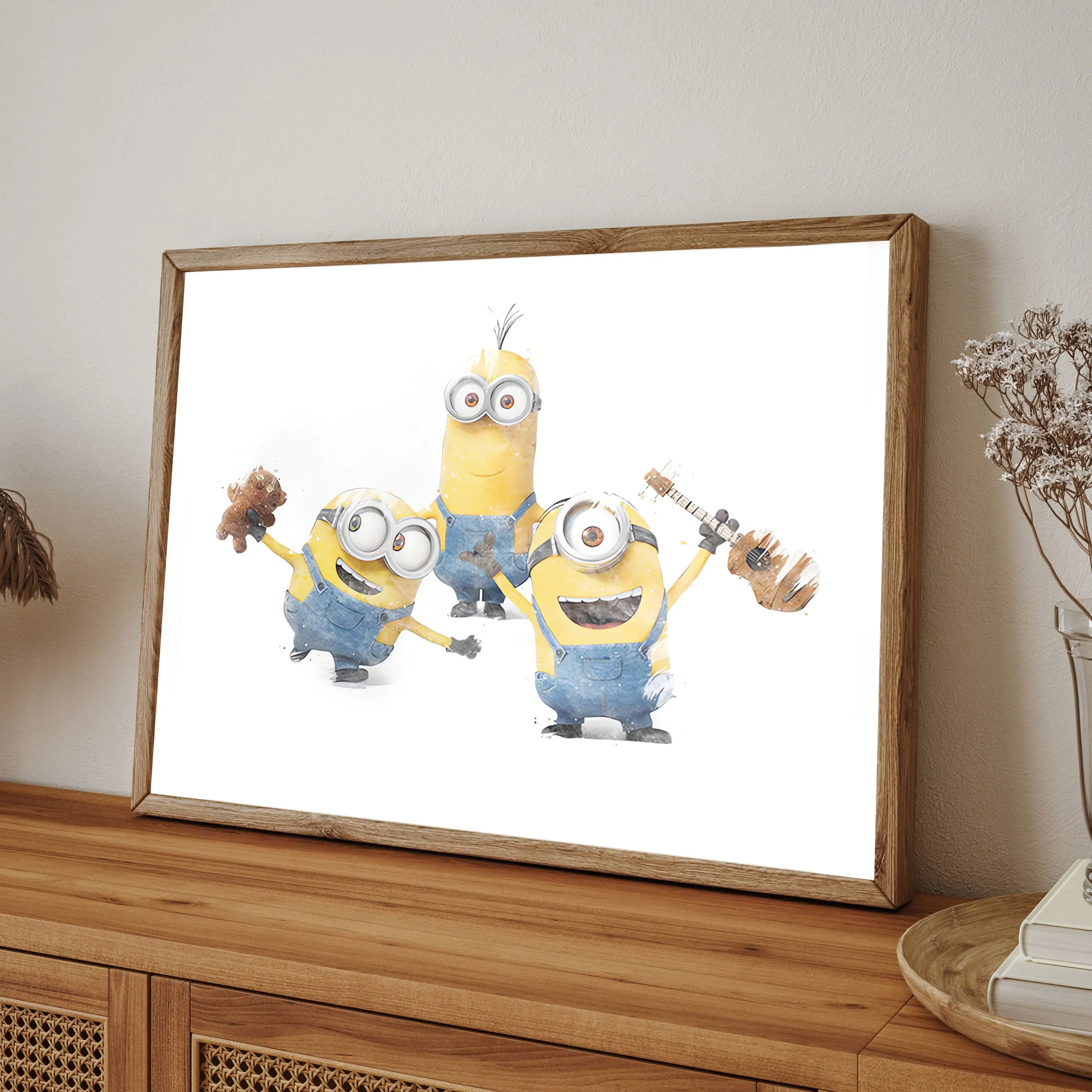 

MINISO Minions group prints Minions canvas art poster Minions children's room decoration Minions watercolor birthday gift