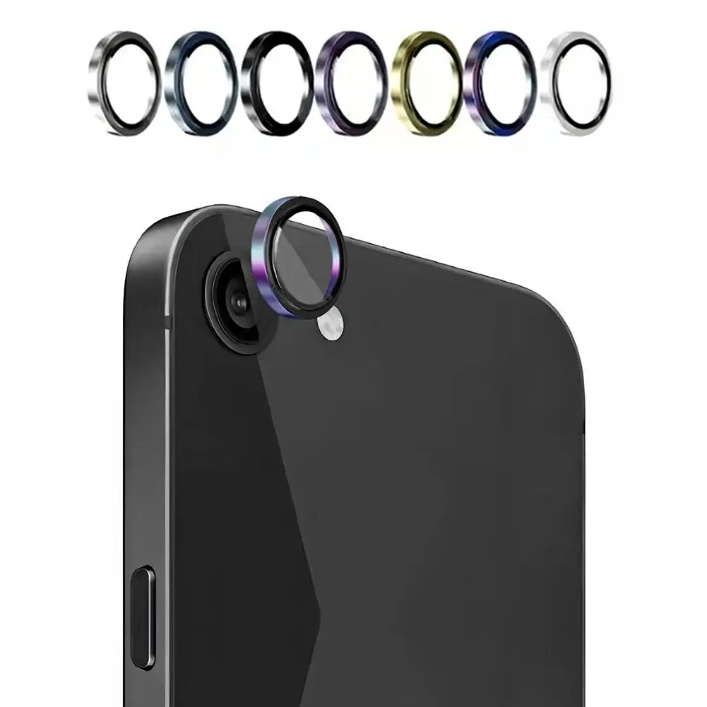 Camera Lens Protector for iPhone 16E 9H Tempered Glass Screen Protector Cover With Meta Frame Decoration Accessories H2I6