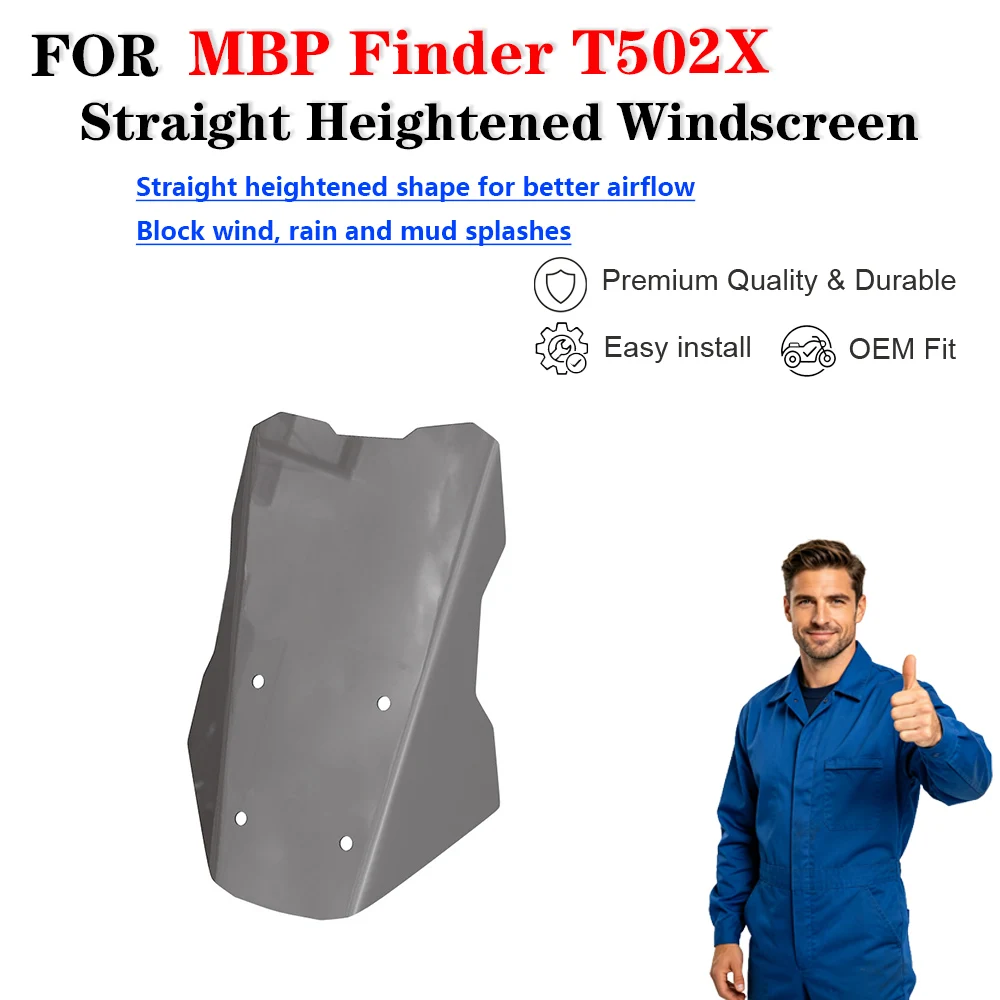 For MBP Finder T502X Modified Straight Heightened Rainproof Windscreen Parabrisas Moto