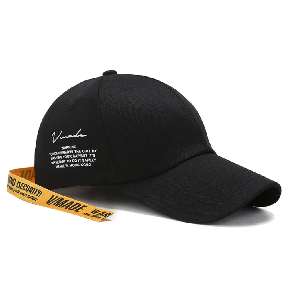 Versatile Adjustable Baseball Cap Cotton Long Strip Punk Caps Casual Wear Classic Hip Hop Hats For Men Women