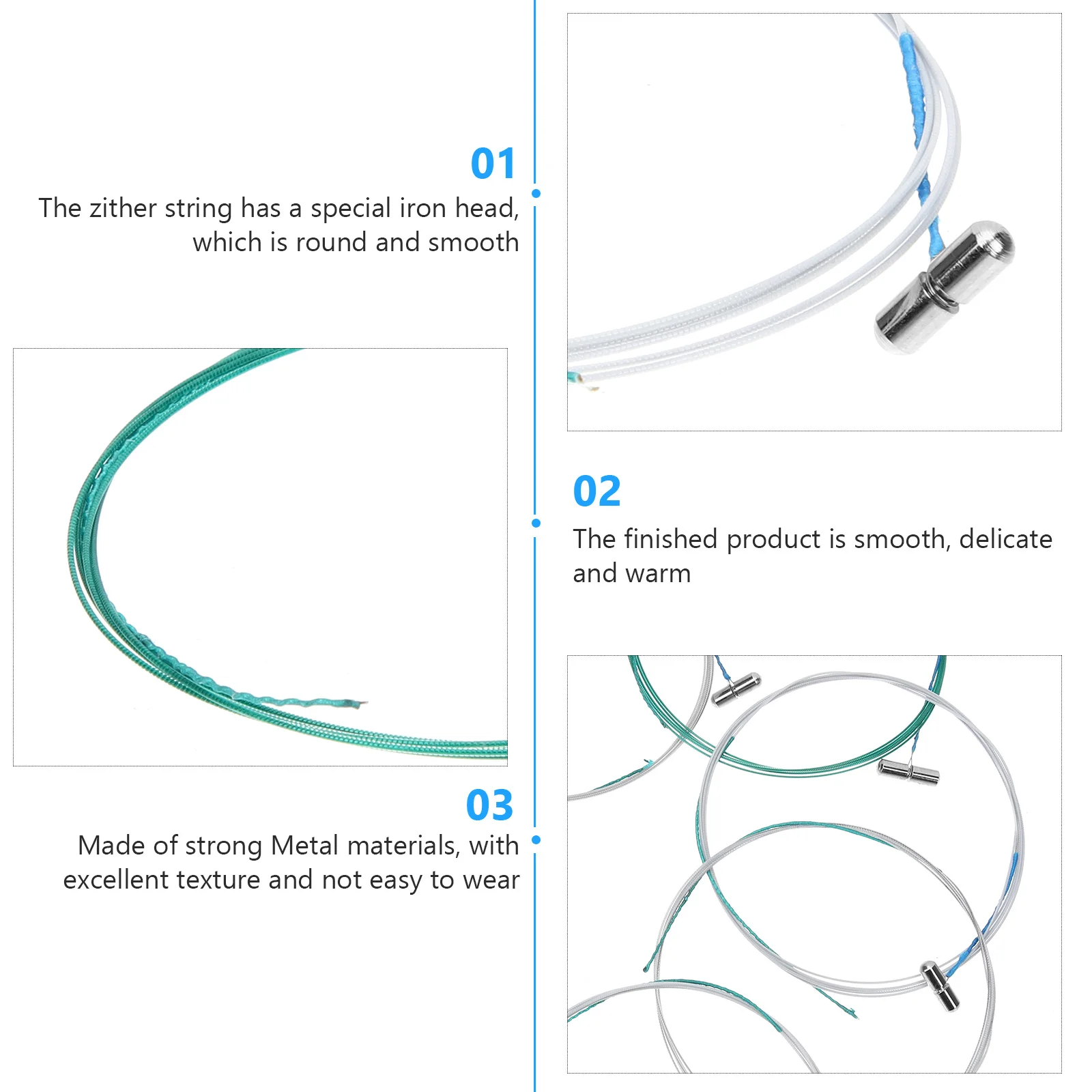 

10Pcs Universal Guzheng Strings Kit Strong Metal Material Easy Adjust Professional Guzheng Parts Durable Gift Metal Strings