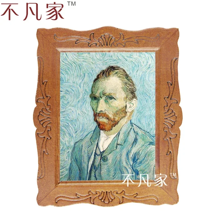 

Dollhouse 1:12 scale Wholesale miniatue Classical van Gogh self-portrait oil painting D-3