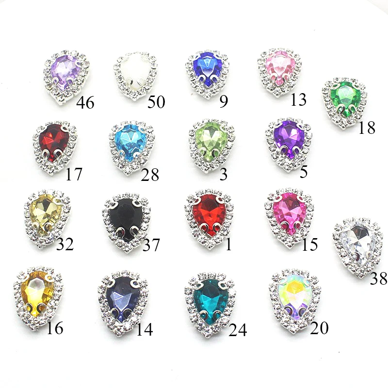 10Pcs water drop shaped metal rhinestone sewing accessories Diy wedding clothes hair accessories jewelry decorative accessories