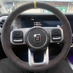 Suede Leather Braid Car Steering Wheel Cover For Great Wall WEY Tank 300 2022 2023 Steering Wrap Car Accessories