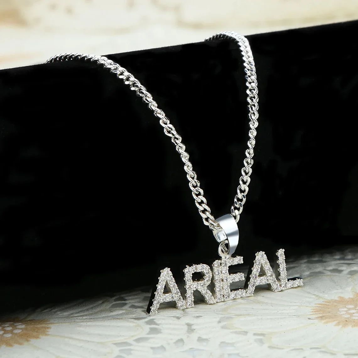 Dascusto Necklace Pendant for Women 9mm Letters Custom Name Necklaces Diamond Necklaces With Letters ,Numbers ,Personaliz Crysta
