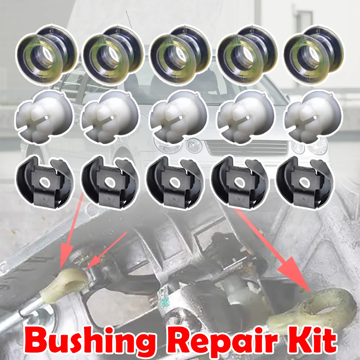 

Manual Gear Shift Lever Cable Bushing Fix Kit For VW Golf MK4 Polo Jetta Bora Gearbox Selector End Linkage Rubber Sleeve Clip